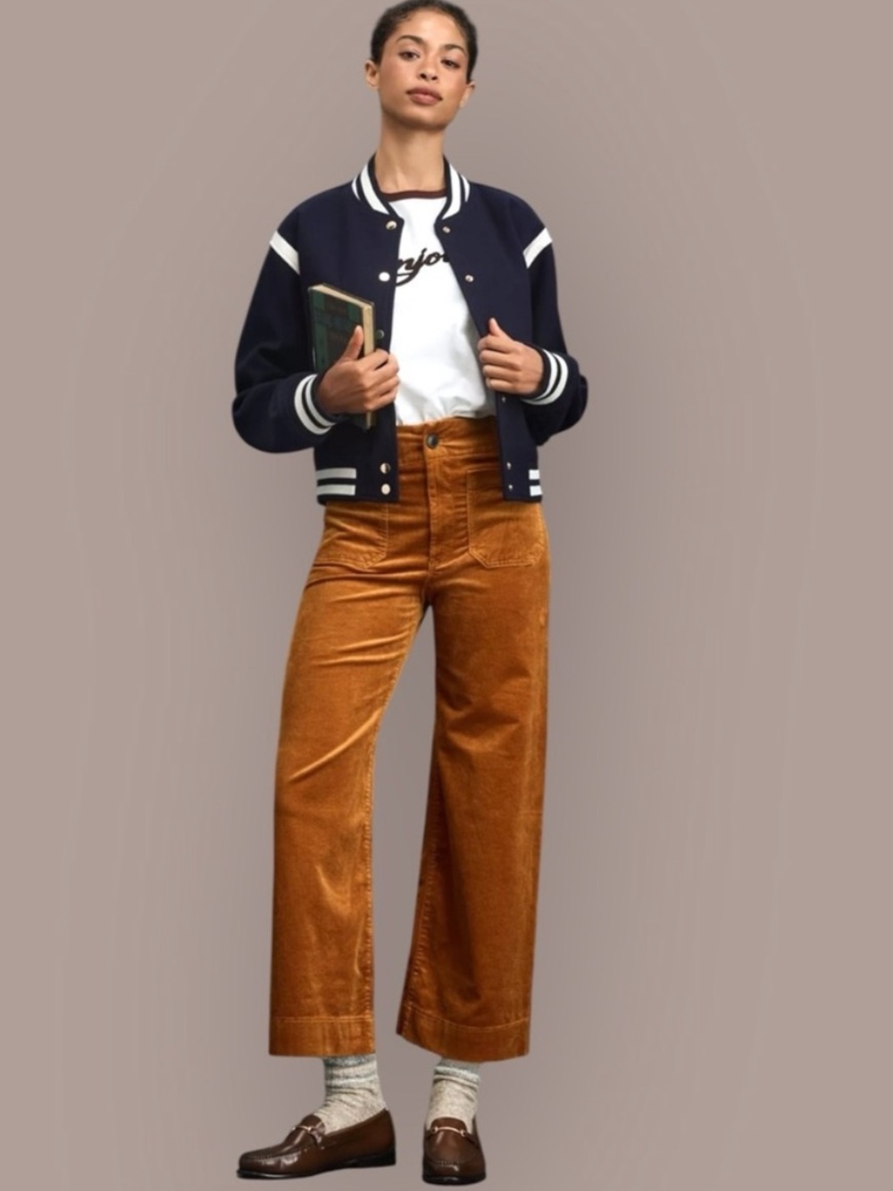 Anthropologie Maeve The Collette Wide Leg Crop Corduroy Pants Caramel— Size 27 - Picture 8 of 8